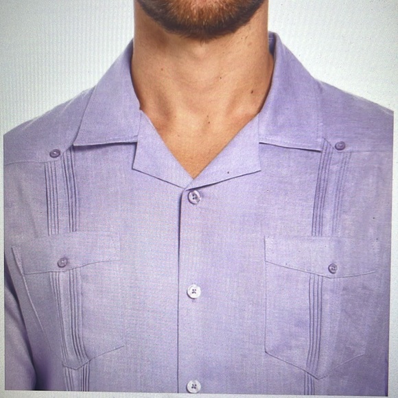 Cubavera 100% linen classic Guayabera shirt-short sleeve, camp collar NWT no tag - Picture 2 of 4